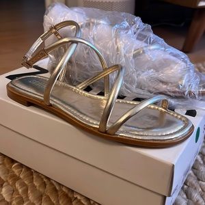 Schutz Lovi Flat Gold Sandals